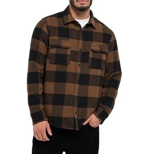 Dravus Essential Brown and Black Plaid Button Down Flannel Shirt NWT Size M